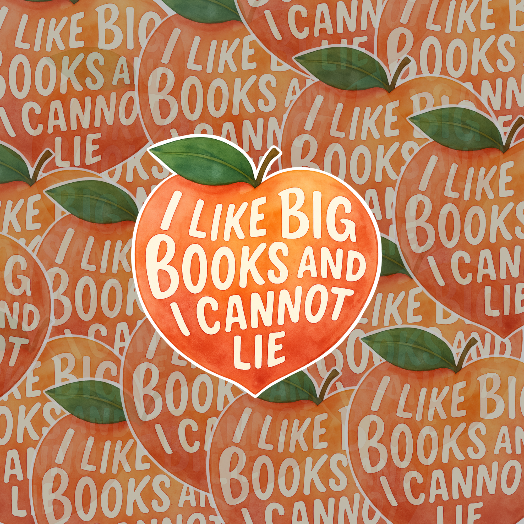 I Like Big Books And I Cannot Lie Sticker | Funny Peach Book Sticker | Book Lover Vinyl Decal | Reader Gift