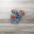 Colorful Moose Vinyl Sticker – Wildlife Art Sticker for Laptop, Water Bottle, Journal, or Gift – Nature Lover Sticker