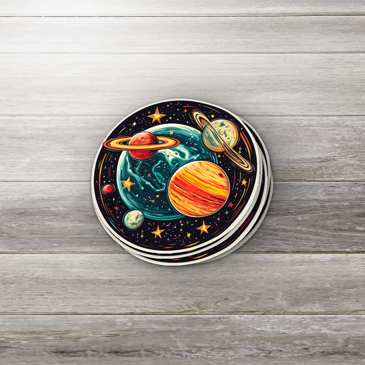 Colorful Galaxy Planets Sticker – Space Vinyl Sticker for Kids, Teens, Journals, Laptops, Water Bottles & More