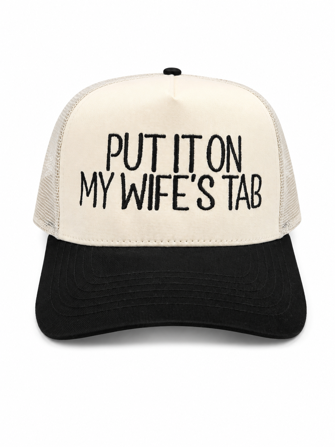 Put It On My Wife’s Tab Embroidered Hat | Funny Husband Camo Cap