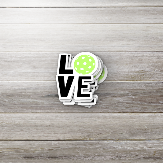 Pickleball Love Sticker – Funny Pickleball Gift, Vinyl Decal for Water Bottles, Paddle, Laptop, or Journals – Pickleball Player Gift Idea