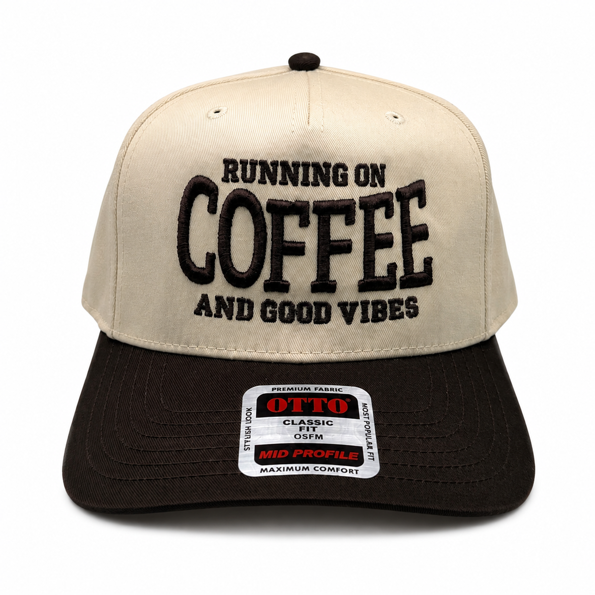 Running on Coffee and Good Vibes Hat | 3D Puff Embroidered Otto Snapback