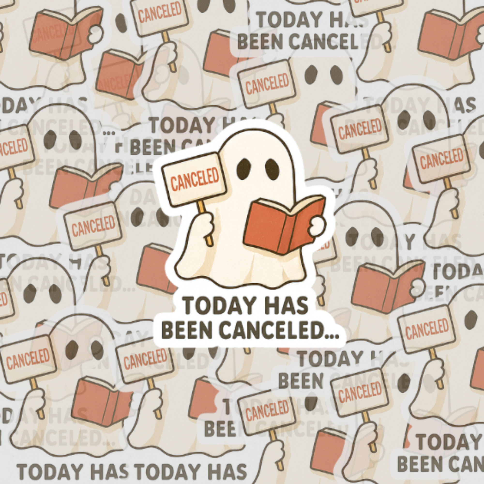 Today Has Been Canceled Sticker | Funny Ghost Reader Vinyl Decal | Introvert & Book Lover Sticker