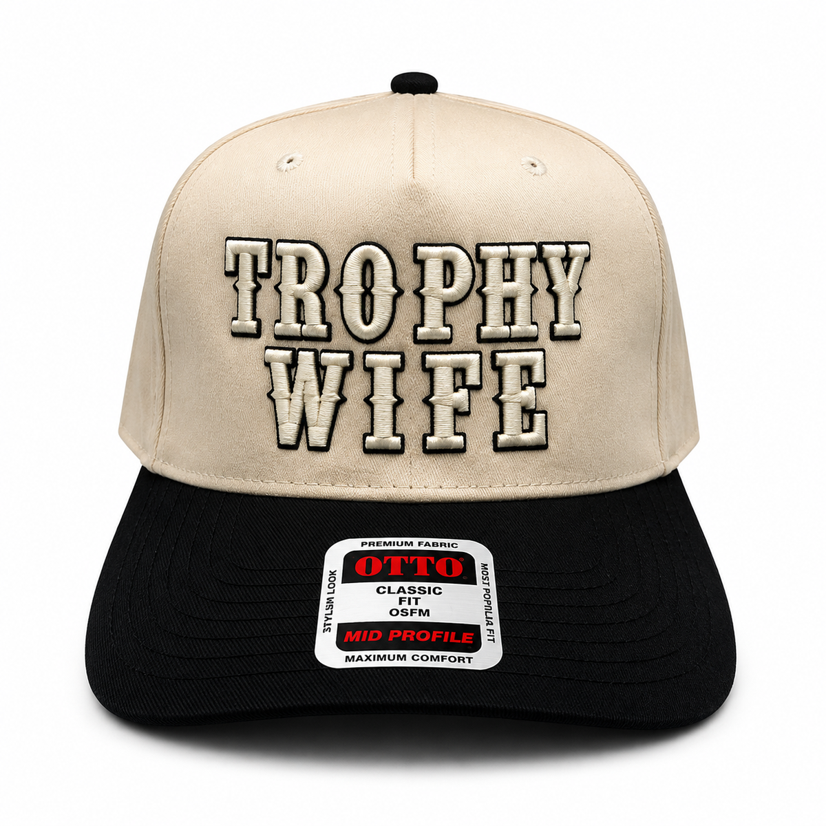 Trophy Wife 3D Puff Embroidered Hat | Two-Tone Otto Snapback Baseball Cap