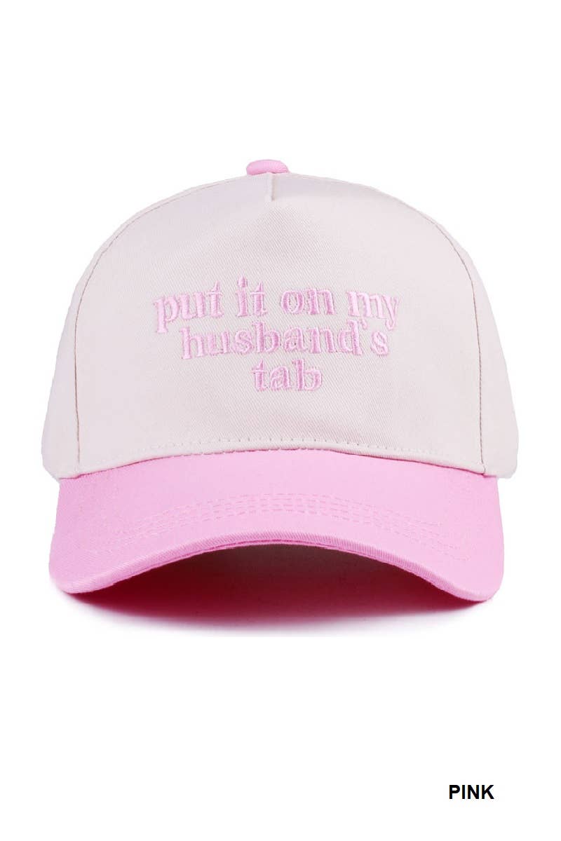 “Put It On My Husband’s Tab” Hat • Funny Trucker Hat • Sassy Wife Hat • Girls Night Hat • Relatable Humor Cap