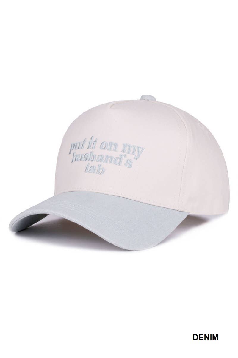 “Put It On My Husband’s Tab” Hat • Funny Trucker Hat • Sassy Wife Hat • Girls Night Hat • Relatable Humor Cap