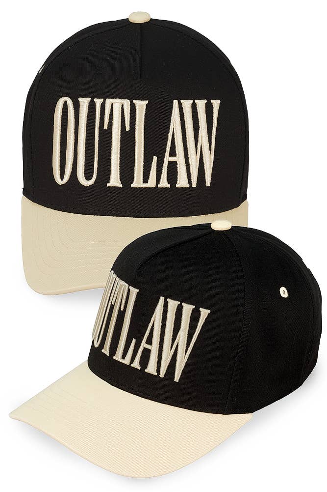 Outlaw Trucker Hat • Western Cowboy Hat • Embroidered Baseball Cap • Country Concert Hat • Unisex Western Snapback Cap