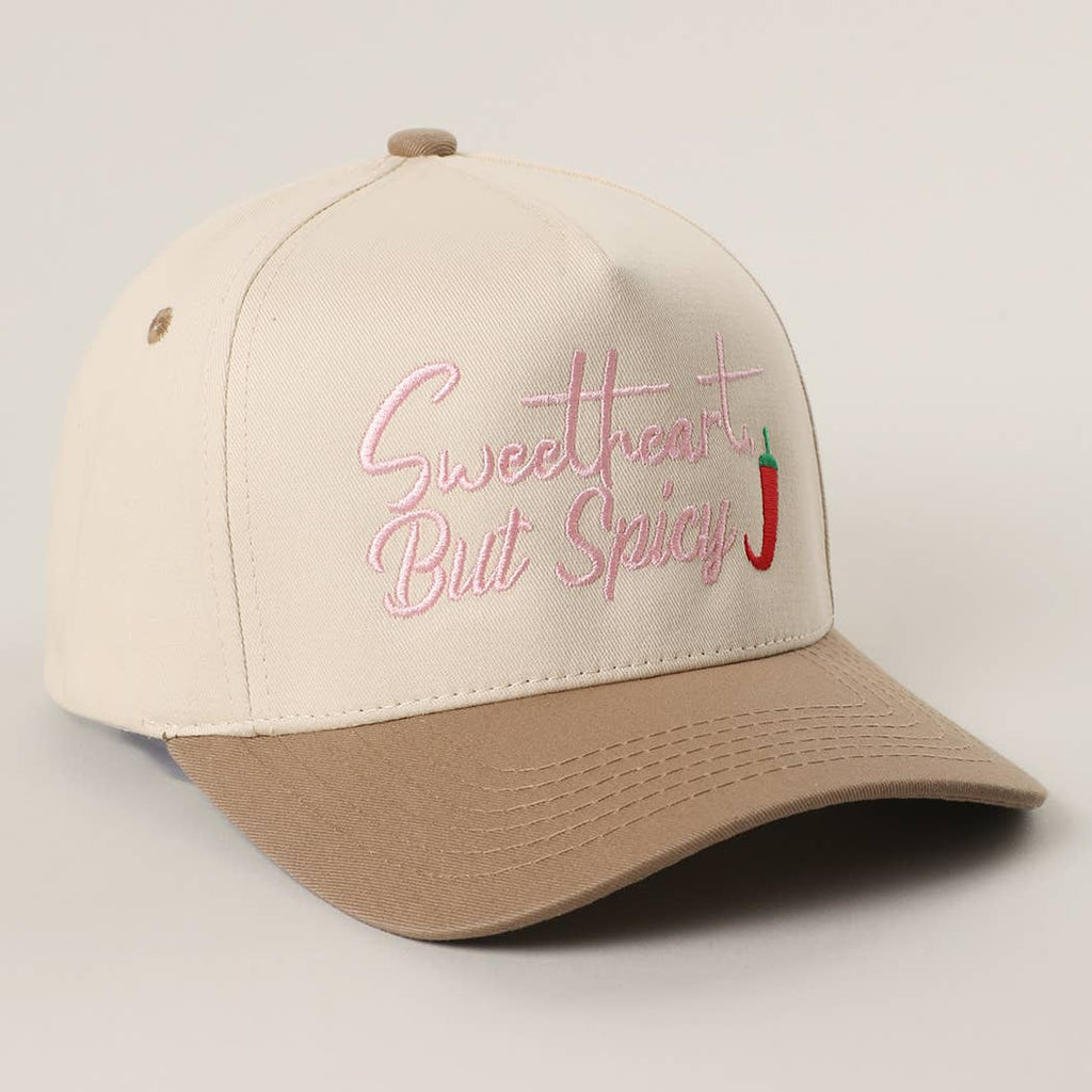 Embroidered “Sweetheart But Spicy” Hat • Leopard Brim Trucker Hat • Cute Western Statement Cap