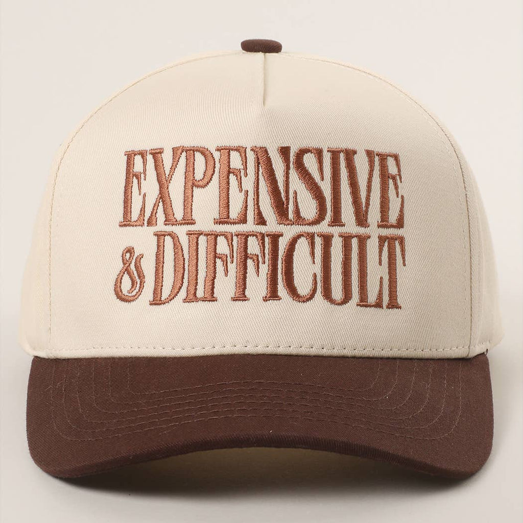 Embroidered “Expensive & Difficult” Hat • Funny Statement Trucker Hat • Trendy Two-Tone Cap
