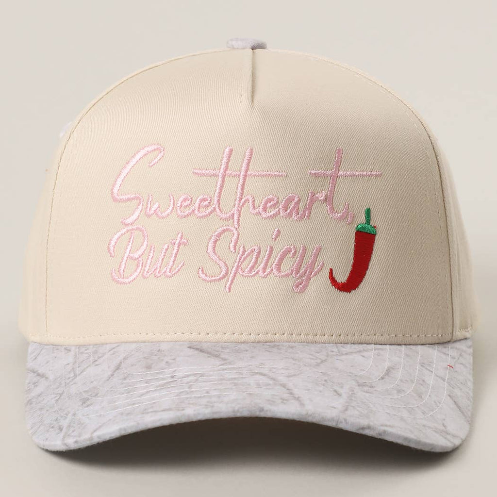 Embroidered “Sweetheart But Spicy” Hat • Leopard Brim Trucker Hat • Cute Western Statement Cap