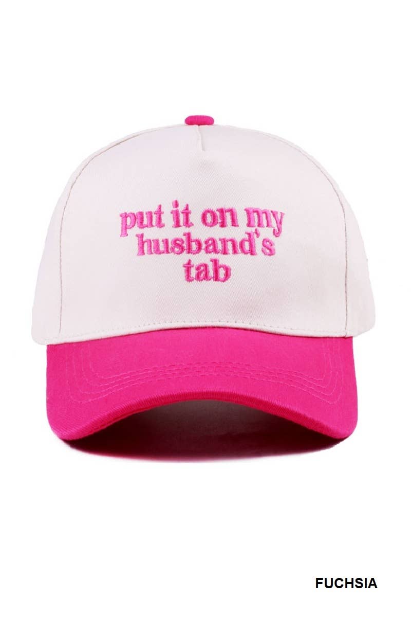 “Put It On My Husband’s Tab” Hat • Funny Trucker Hat • Sassy Wife Hat • Girls Night Hat • Relatable Humor Cap