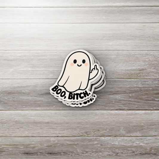 Boo Bitch Ghost Sticker | Funny Halloween Vinyl Waterproof Sticker | Spooky Cute Witchy Gift for Fall & Friends