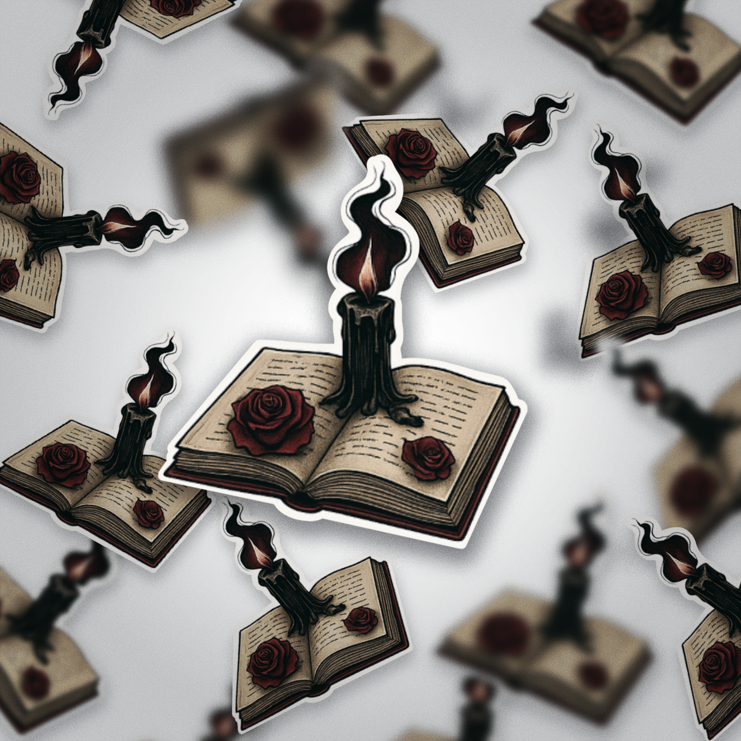 Dark Academia Book & Candle Sticker | Gothic Bookish Aesthetic | Glossy Finish