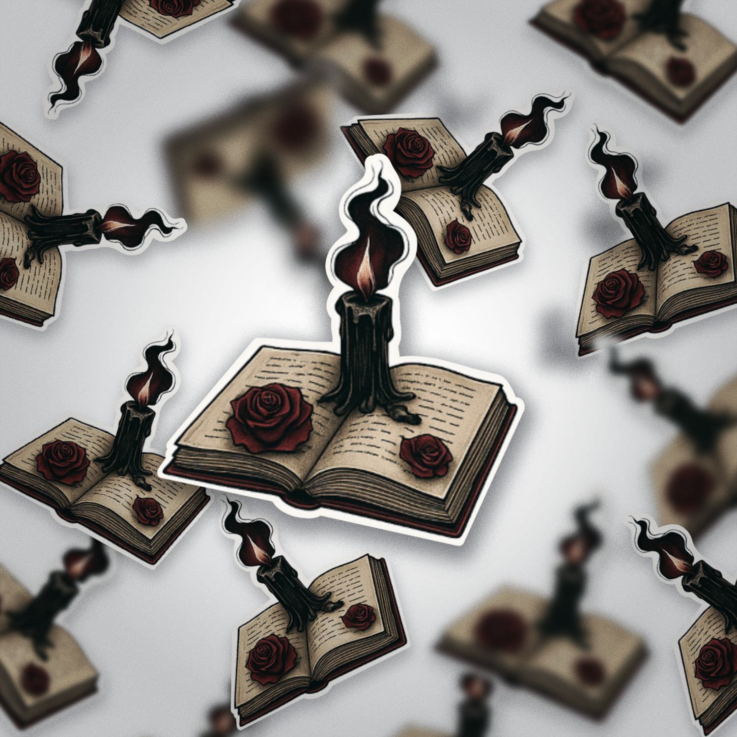 Dark Academia Book & Candle Sticker | Gothic Bookish Aesthetic | Glossy Finish