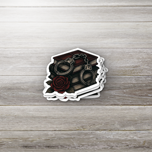Book & Handcuffs Sticker | Dark Romance | Smut Lover Aesthetic | Glossy Finish