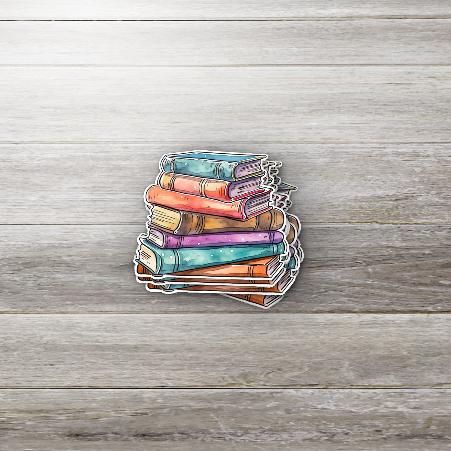 Vintage Book Stack Sticker – Watercolor Library Aesthetic Vinyl Decal for Readers, Book Journals & BookTok Gifts