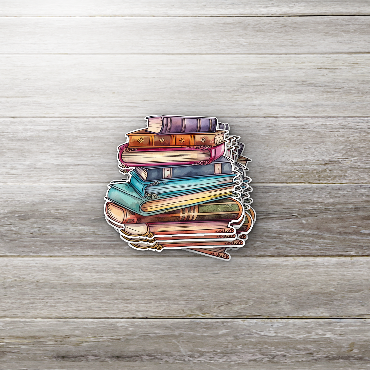 Colorful Book Stack Sticker – Vintage Library Vinyl Decal for Book Lovers, Reading Journals, Librarians & BookTok Aesthetic