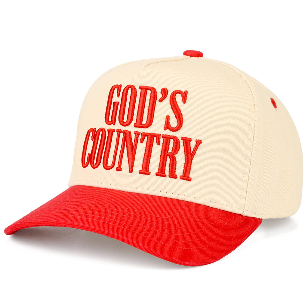 Embroidered “God’s Country” Hat • Western Trucker Hat • Country Style Two-Tone Cap
