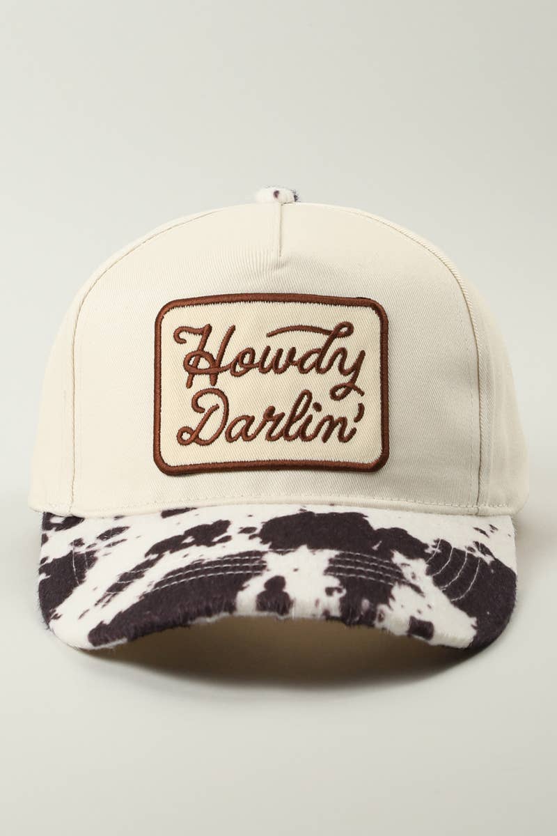 Howdy Darlin’ Hat • Cow Print Trucker Hat • Western Hat • Cowgirl Hat • Country Girl Cap • Southern Style Hat