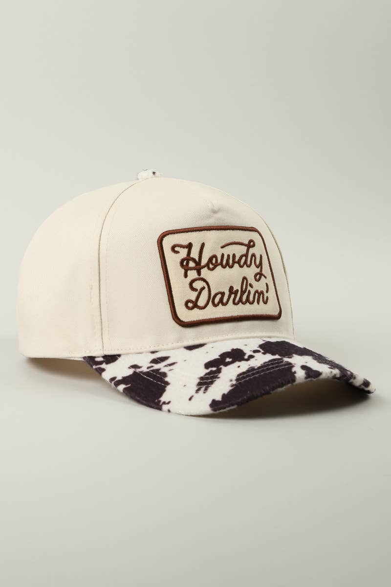 Howdy Darlin’ Hat • Cow Print Trucker Hat • Western Hat • Cowgirl Hat • Country Girl Cap • Southern Style Hat