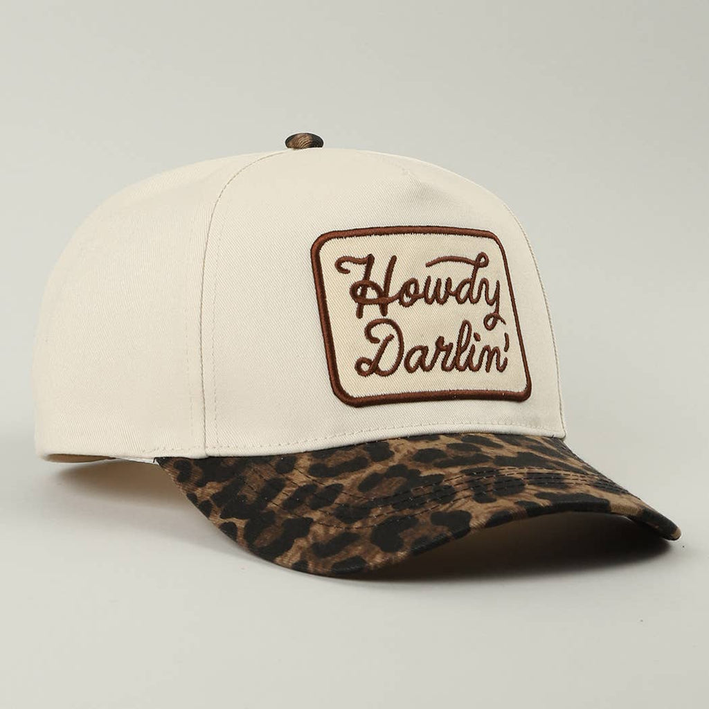 Howdy Darlin’ Hat • Western Trucker Hat • Cowgirl Hat • Leopard Brim Hat • Country Girl Cap • Southern Style Hat