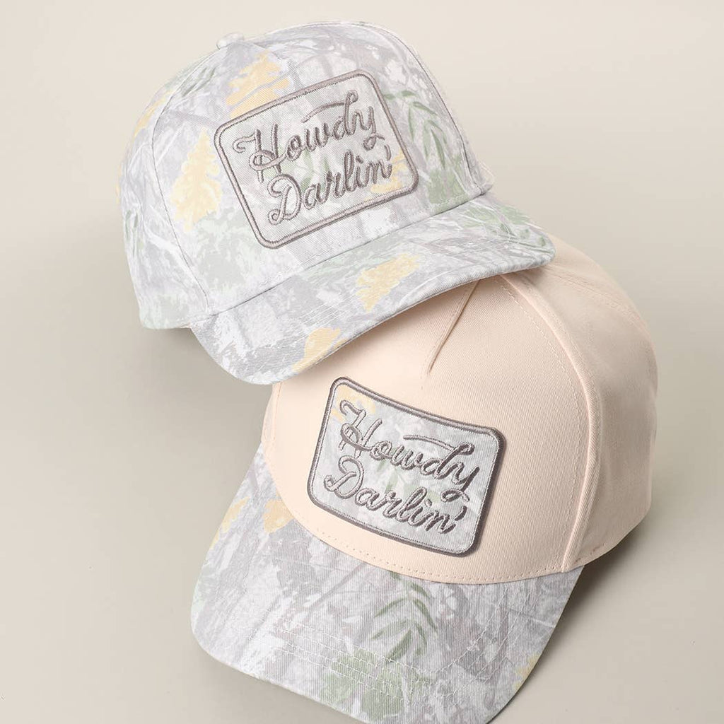 Howdy Darlin' Camo Trucker Hat • Western Patch Hat • Southern Cowgirl Baseball Cap • Country Concert Hat
