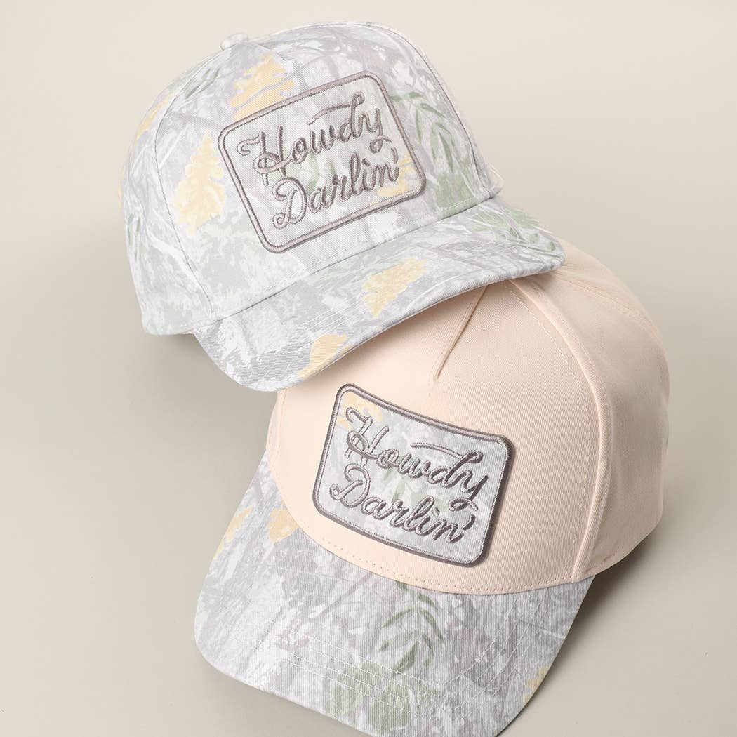 Howdy Darlin' Camo Trucker Hat • Western Patch Hat • Southern Cowgirl Baseball Cap • Country Concert Hat