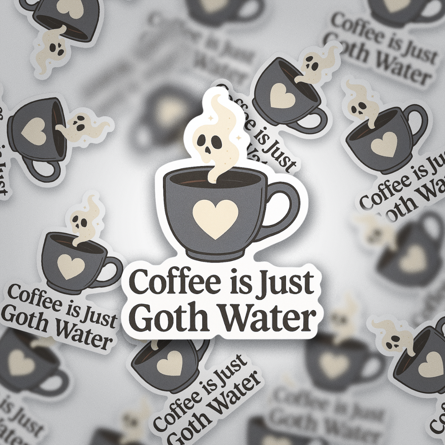 Coffee Is Just Goth Water Sticker | Spooky Bookish Vinyl | Glossy Finish