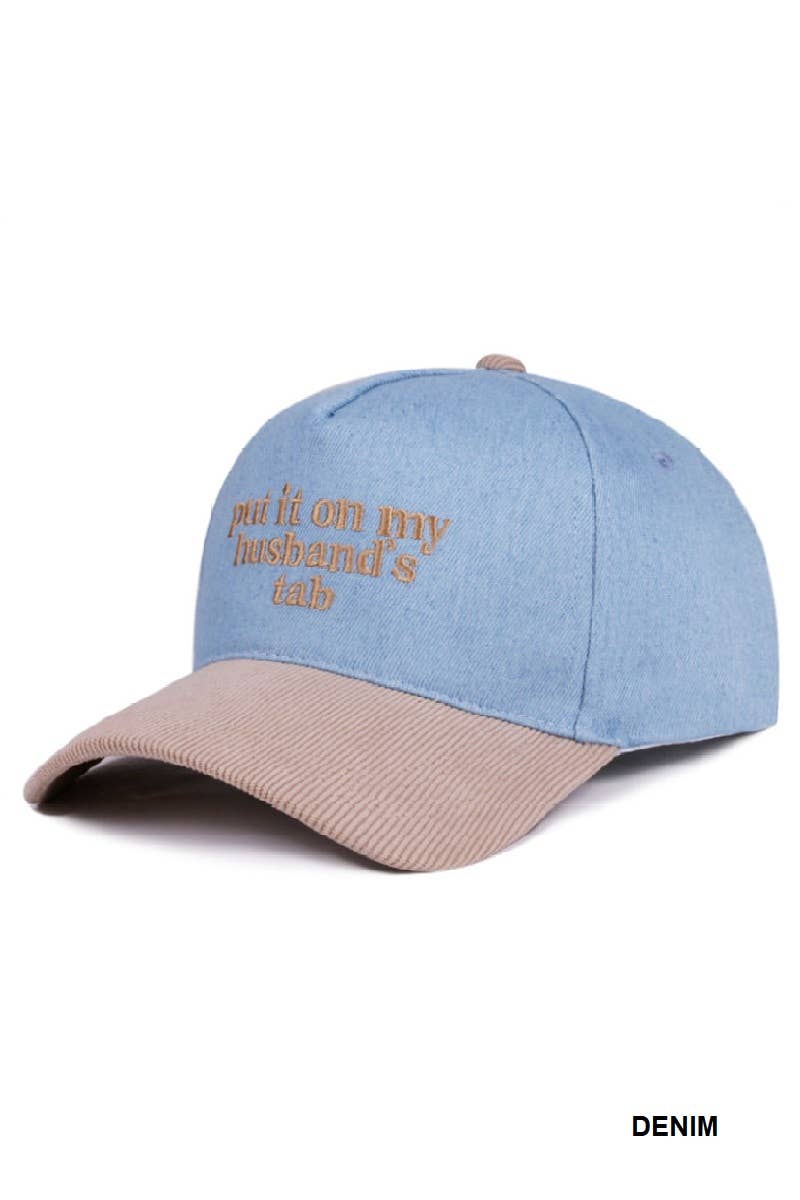 Put It On My Husband’s Tab Trucker Hat • Funny Cowgirl Hat • Western Baseball Cap • Country Concert Hat • Adjustable Snapback Hat