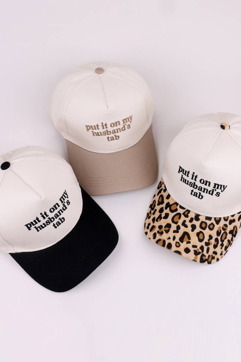 “Put It On My Husband’s Tab” Hat • Funny Trucker Hat • Sassy Wife Hat • Girls Night Hat • Relatable Humor Cap