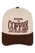 “Running on Coffee & Good Vibes” Embroidered Hat • Cute Trucker Hat • Aesthetic Coffee Lover Cap