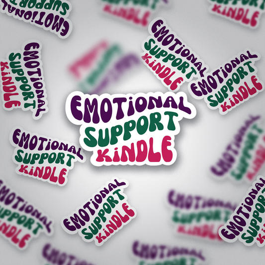 Emotional Support Kindle Sticker – Cute Bookish Vinyl Sticker for Book Lovers | Glossy Book Sticker for Kindle, Laptop, Water Bottle | Custom Reading Sticker
