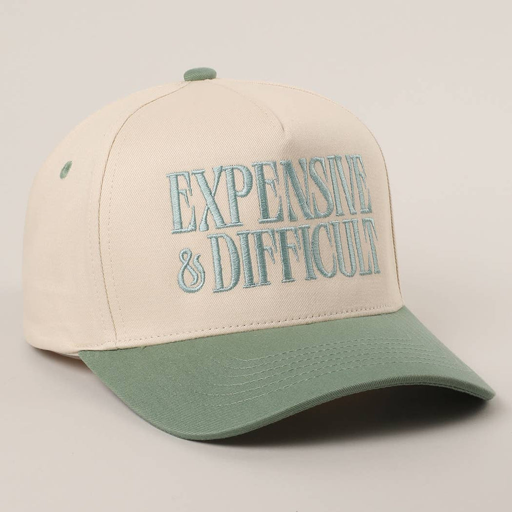 Embroidered “Expensive & Difficult” Hat • Funny Statement Trucker Hat • Trendy Two-Tone Cap