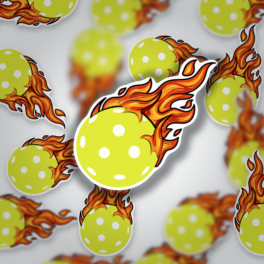 Fire Pickleball Sticker – Funny Pickleball Gift, Hot Shot Vinyl Decal for Players, Water Bottle, Paddle, Laptop