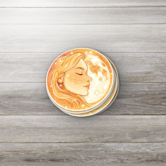 Sun & Moon Goddess Sticker – Feminine Celestial Vinyl Decal | Witchy Sticker for Kindle, Laptop, Water Bottle, or Journal