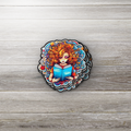 Reading Girl Sticker – Whimsical Book Lover Vinyl Decal, Curly Hair Illustration, Colorful Fantasy Sticker for Readers & Journals