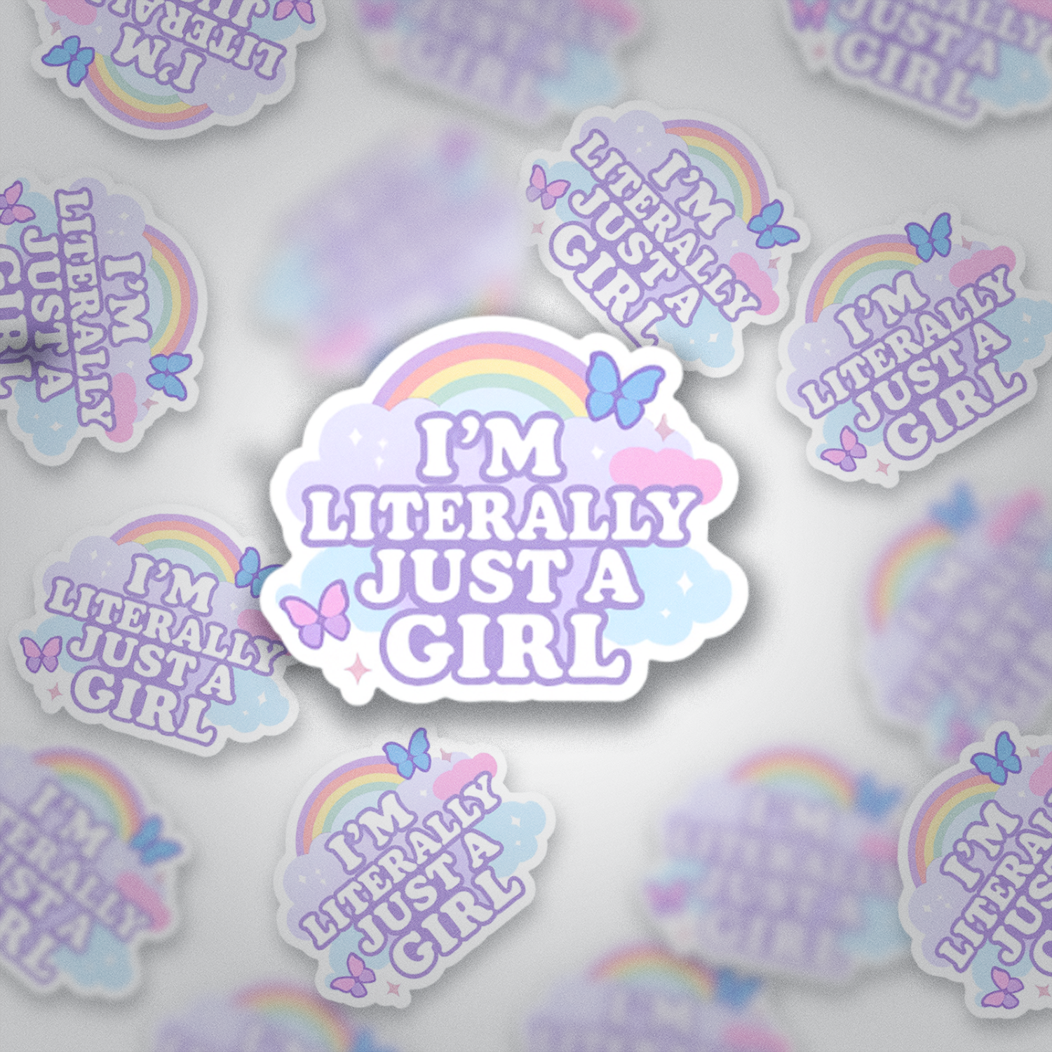 I’m Literally Just a Girl Sticker | Pastel Rainbow Coquette Vinyl Decal | Cute Girly Laptop & Water Bottle Sticker