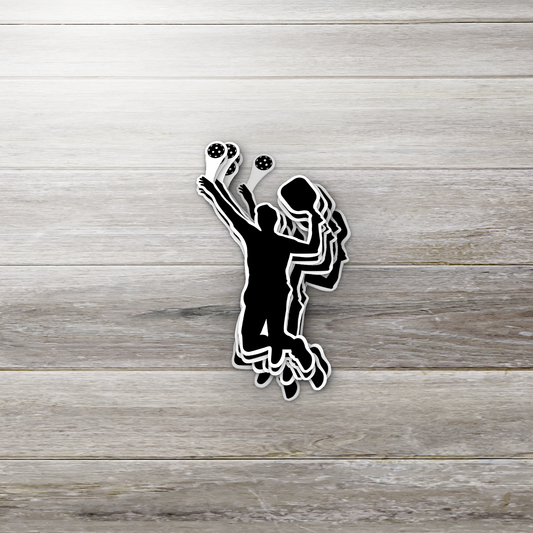 Man Playing Pickleball Vinyl Sticker – Glossy Silhouette Decal for Bottles, Laptops & Paddle Cases