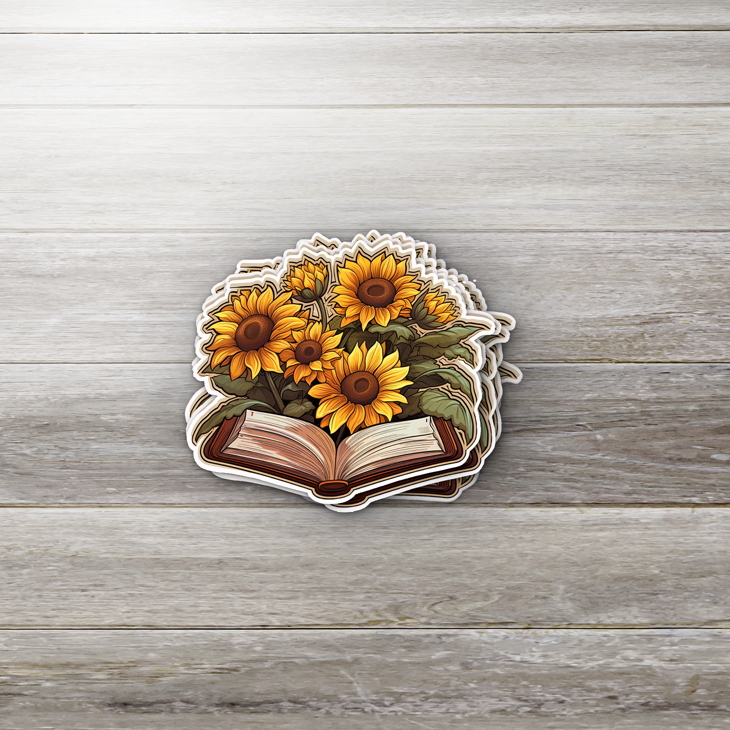 Sunflower Book Sticker – Bright Floral Vinyl Decal for Book Lovers, Journals, Water Bottles & Kindle, Cottagecore Aesthetic