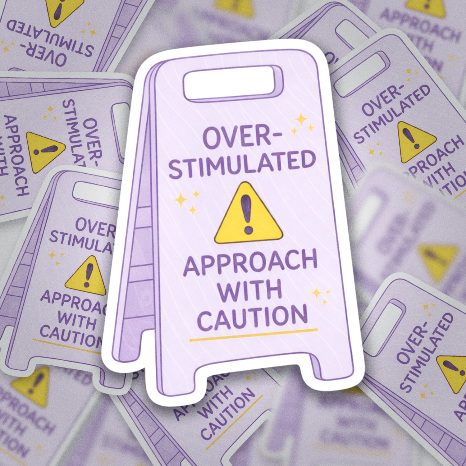 Overstimulated Sticker | Approach With Caution Sticker | ADHD Relatable Sticker | Introvert Humor Sticker | Mental Health Sticker