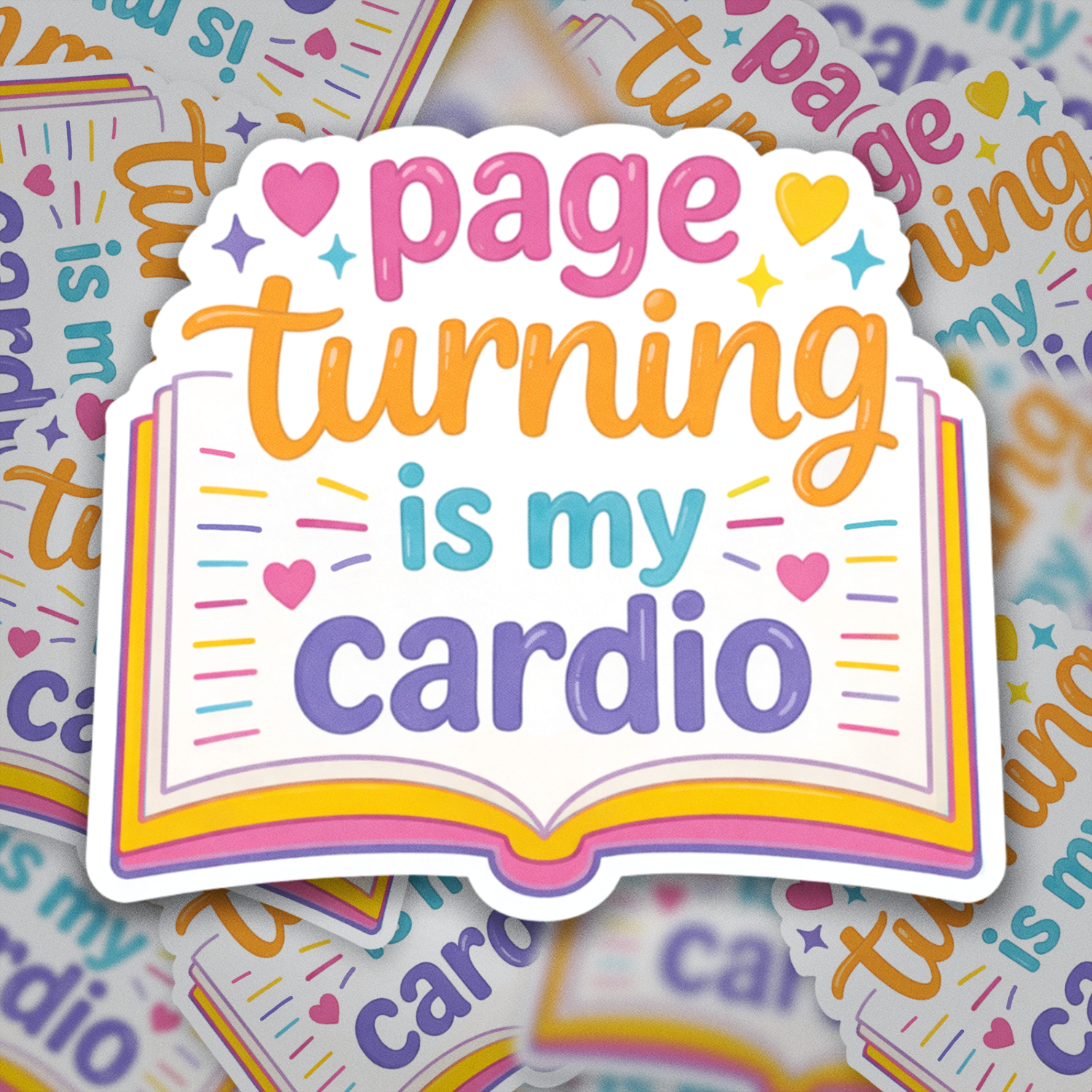 Page Turning Is My Cardio Sticker | Book Lover Sticker | Cute Reading Sticker | Bookish Girl Sticker | Reader Humor Sticker