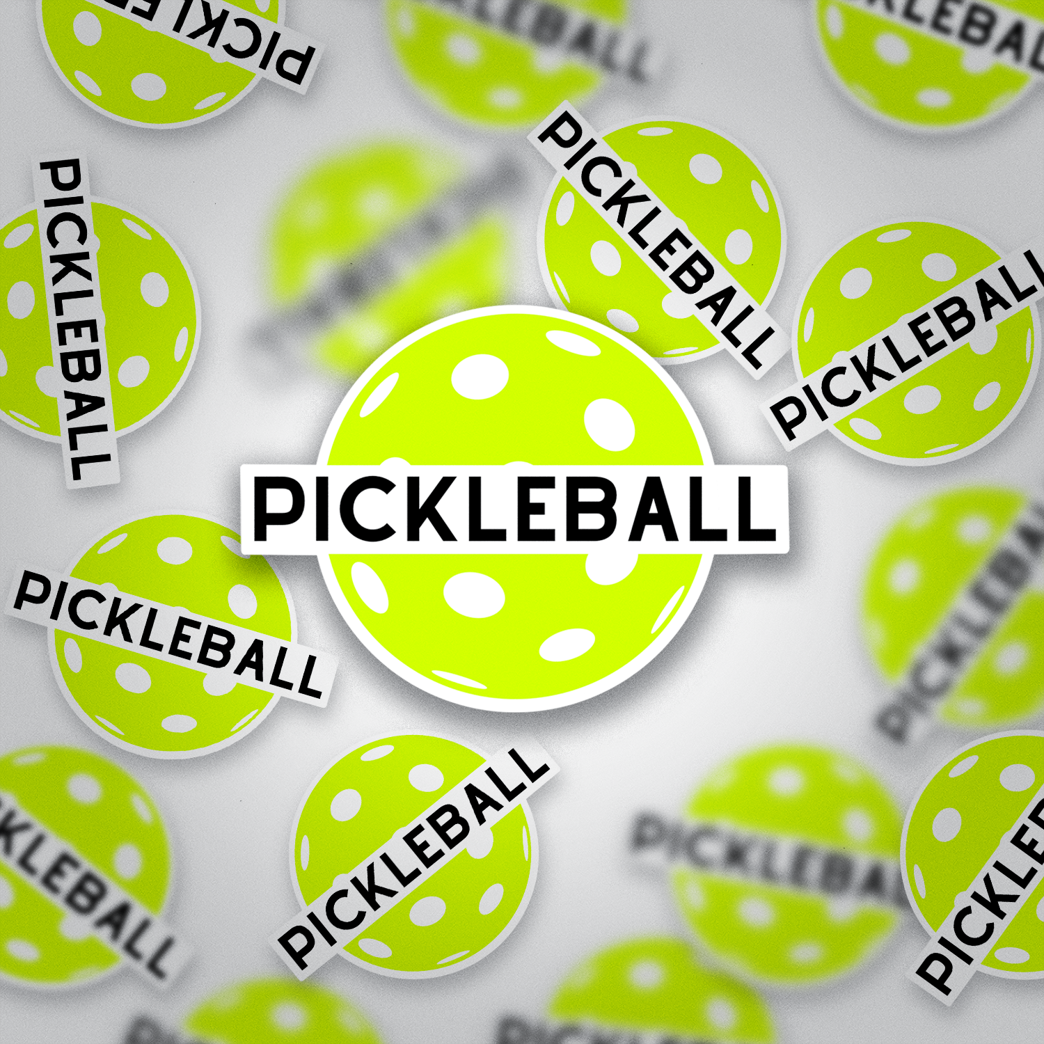 Pickleball Ball Vinyl Sticker – Glossy Lime Green Sports Decal with Bold Typography