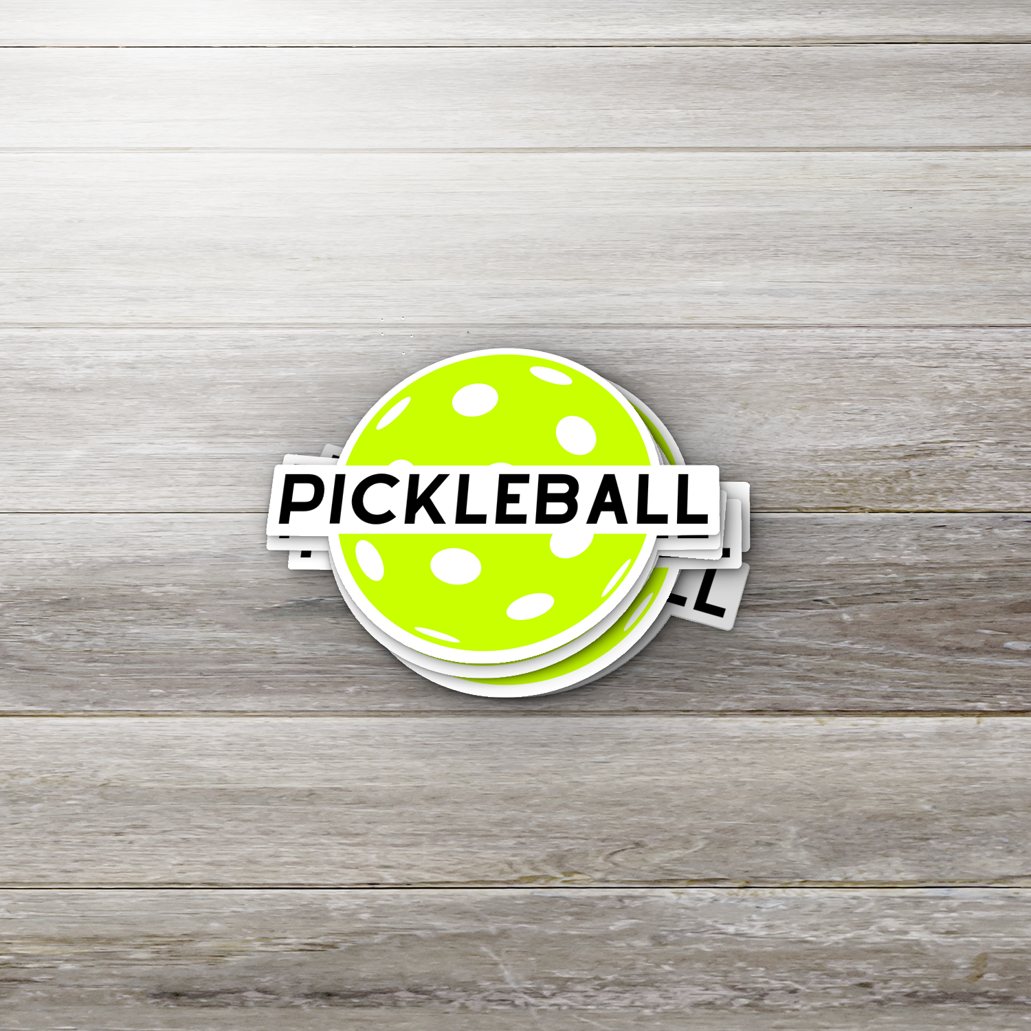 Pickleball Ball Vinyl Sticker – Glossy Lime Green Sports Decal with Bold Typography