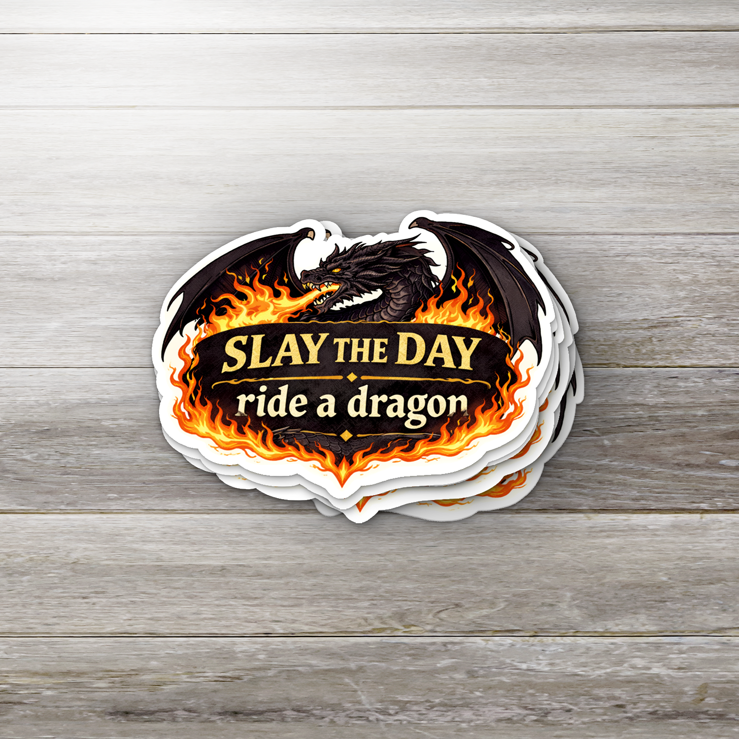 Slay the Day Ride a Dragon Sticker | Dragon Sticker | Fantasy Sticker | Motivational Sticker | Bookish Fantasy Reader Sticker