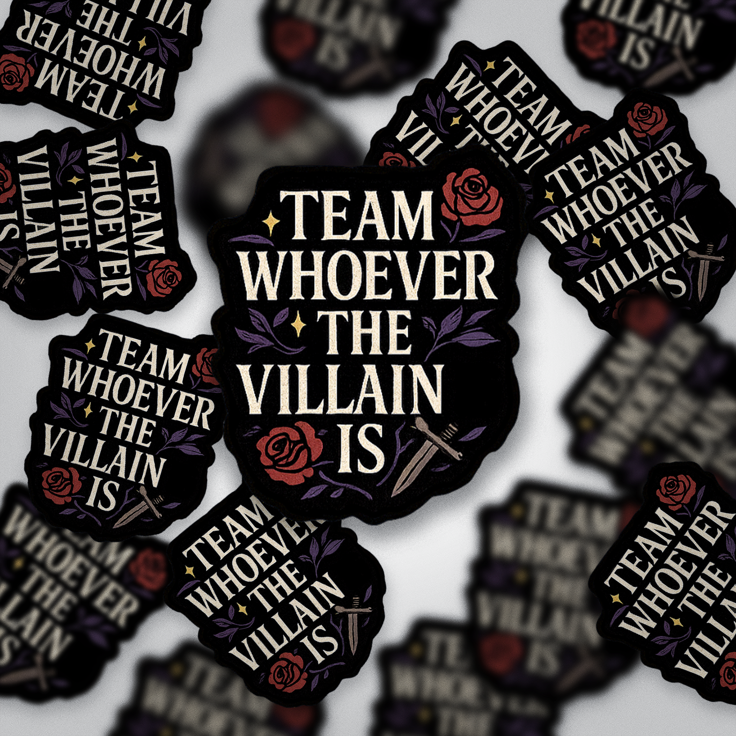 Team Whoever the Villain Is Sticker | Dark Romance Book Lover Vinyl | Glossy Fantasy Reader Sticker